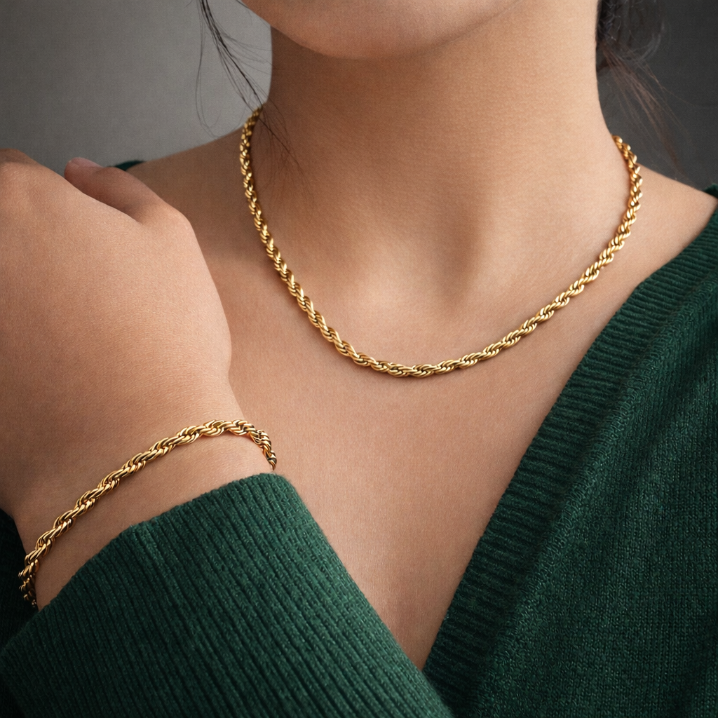 Ensemble Twist - Chaine torsadée en acier inoxydable